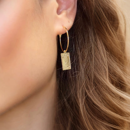 ELIZA Rectangle Medallion Hoop Earrings
