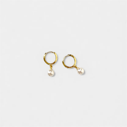 DORA Pearl Huggie Hoop Earrings