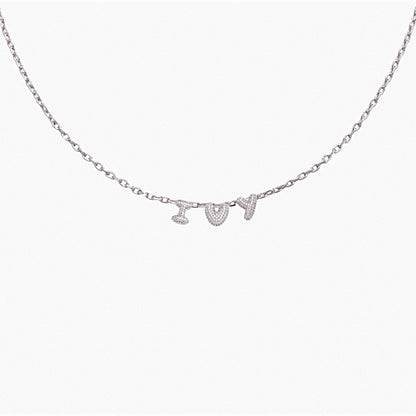 Mini Pavé Bubble Letter Necklace