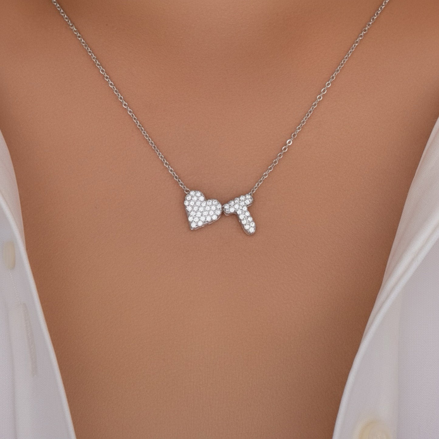 雙面愛心字母項鍊