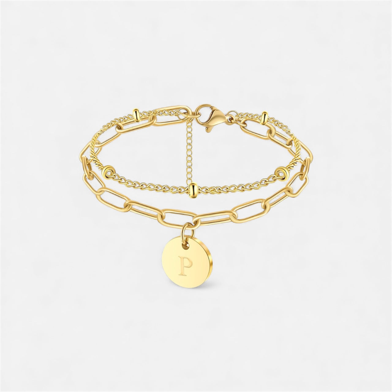 字母雙鏈條手鍊