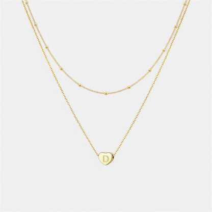 Layered Heart Initial Necklace