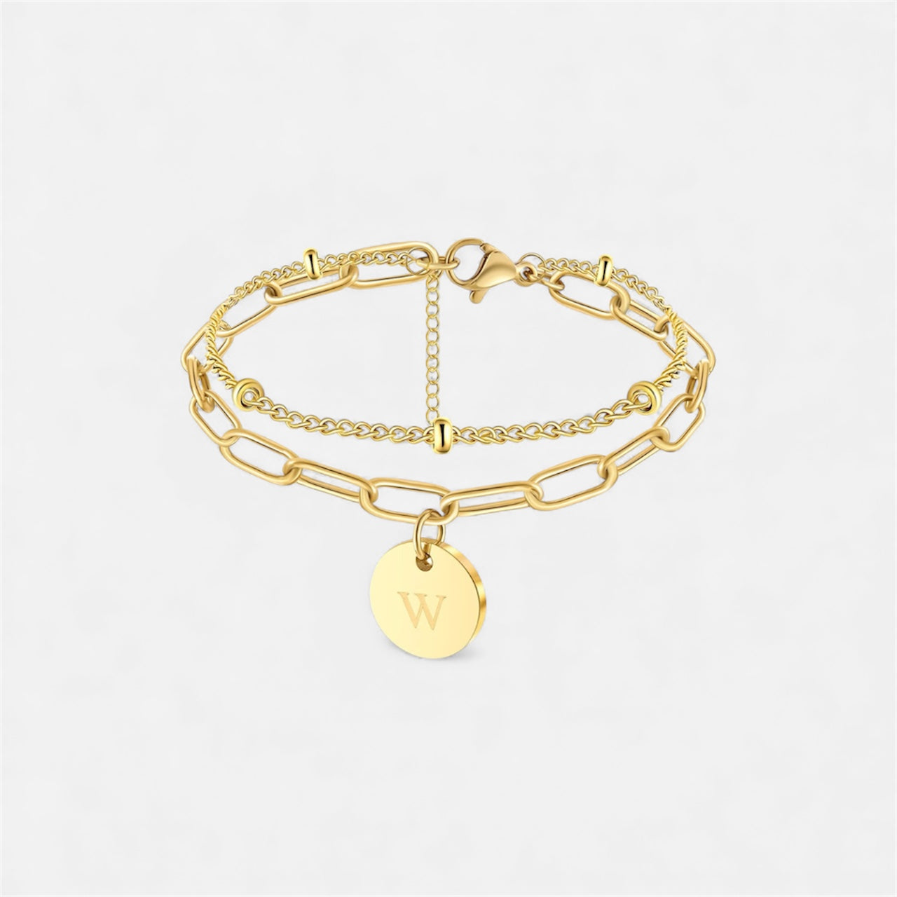 字母雙鏈條手鍊