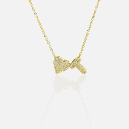 雙面愛心字母項鍊