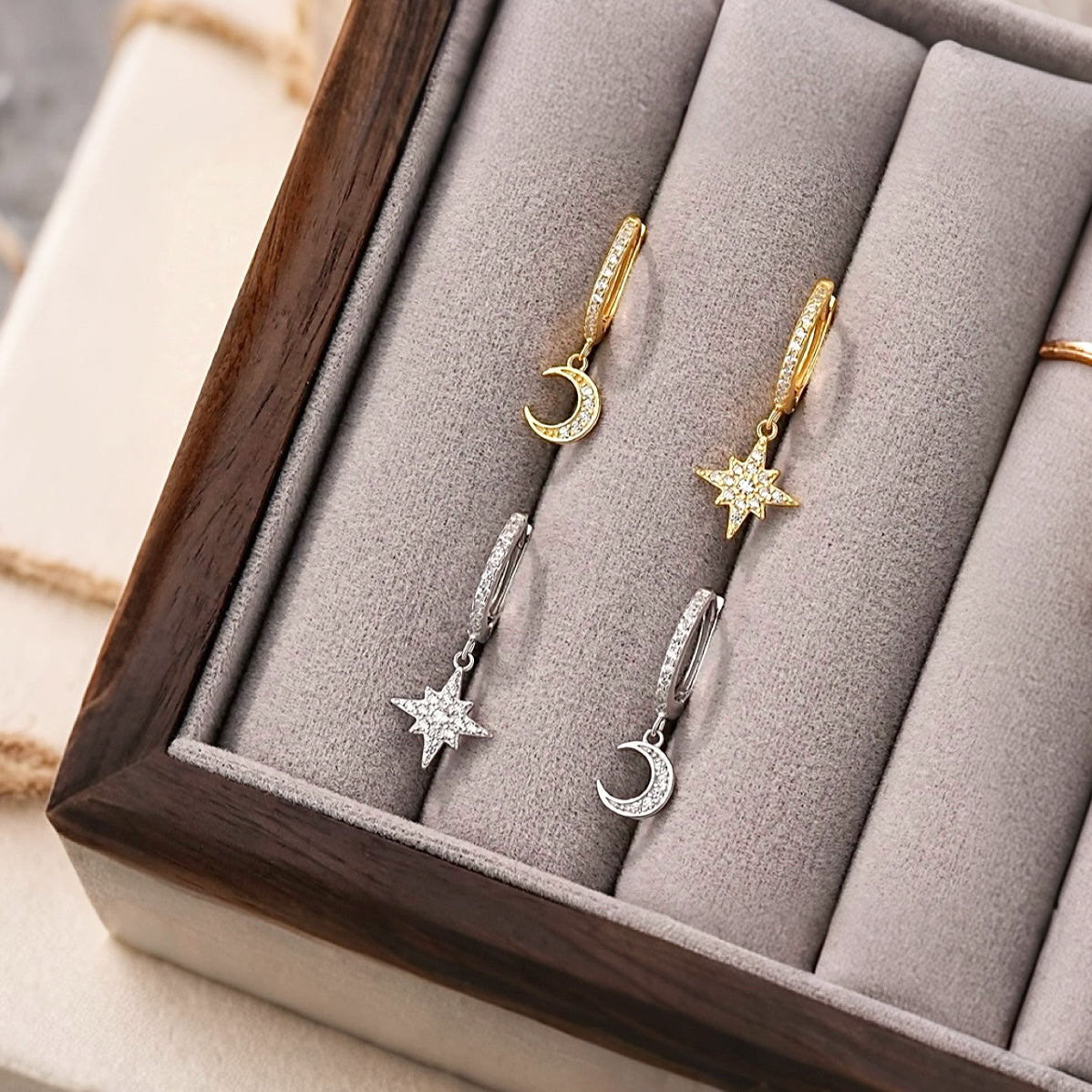 SELENE Star & Moon Huggie Earrings