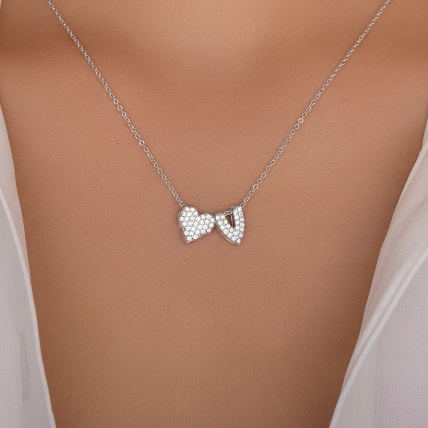 雙面愛心字母項鍊