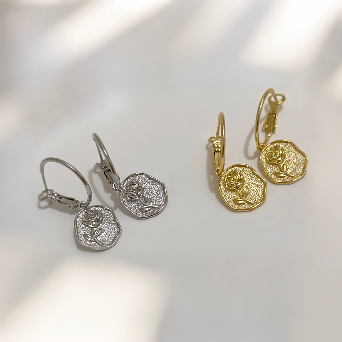 ROSIE Medallion Rose Hoop Earrings