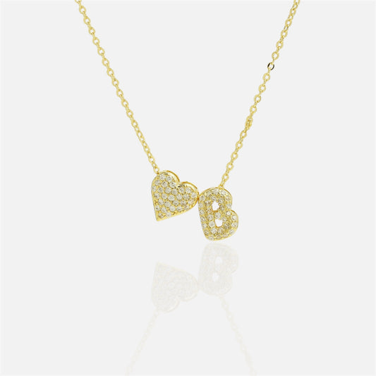 Double-Sided Heart Initial Necklace