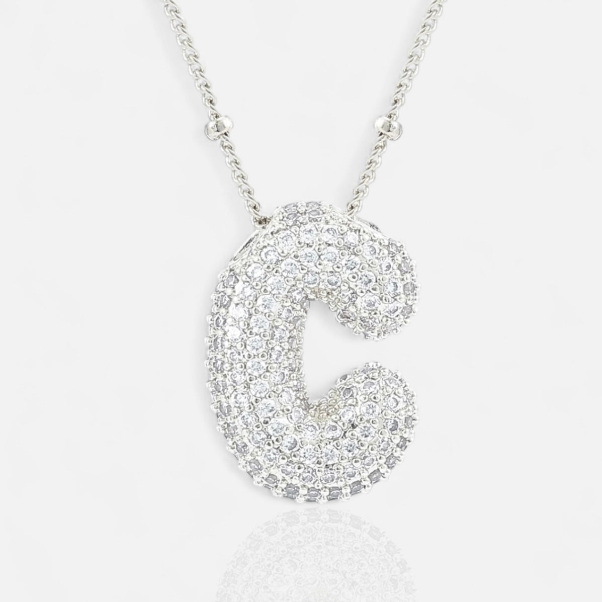 Pavé Bubble Initial Necklace
