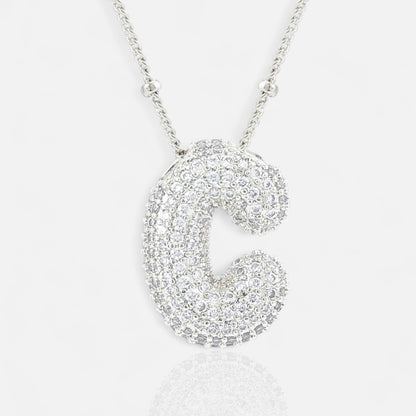Pavé Bubble Initial Necklace