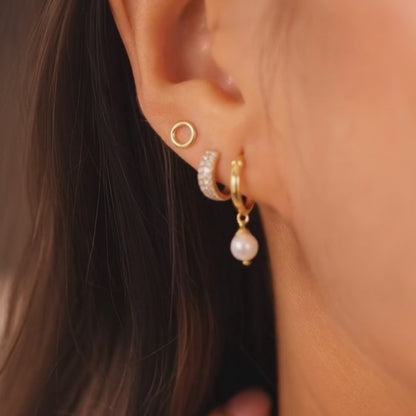 DORA Pearl Huggie Hoop Earrings