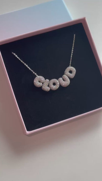 Mini Pavé Bubble Letter Necklace