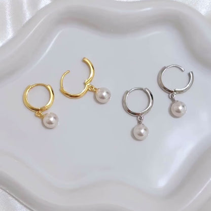 DORA Pearl Huggie Hoop Earrings